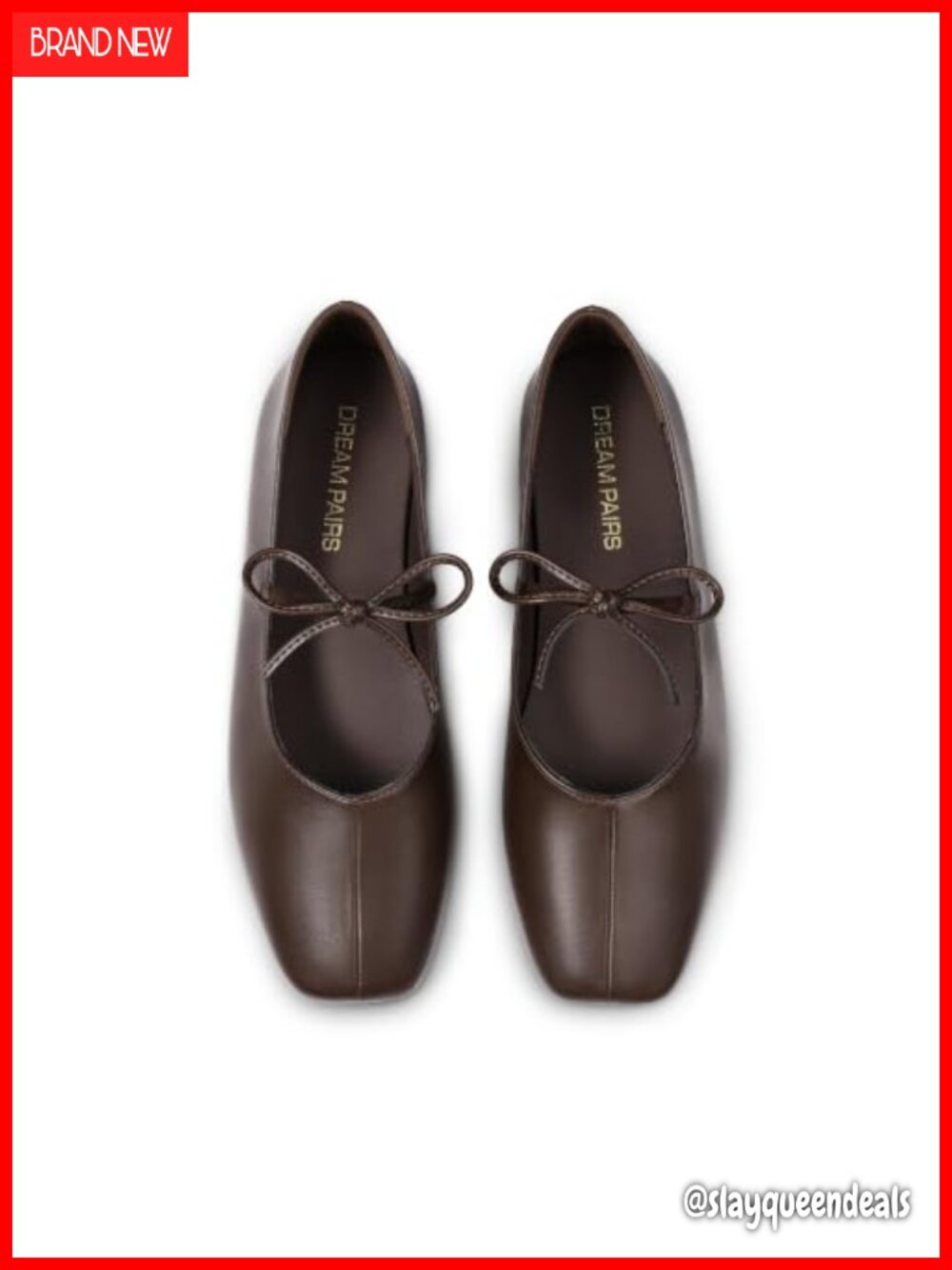 Women's Square Toe Ballet Mary Jane Flats with Bow Detail